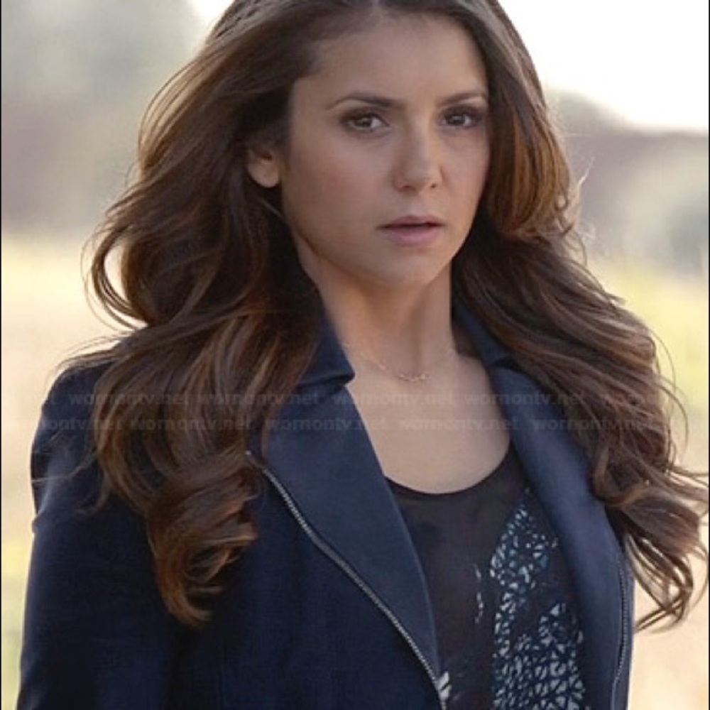 BCBGMaxAzrisa blue suede blazer - ASO Elena Gilbert